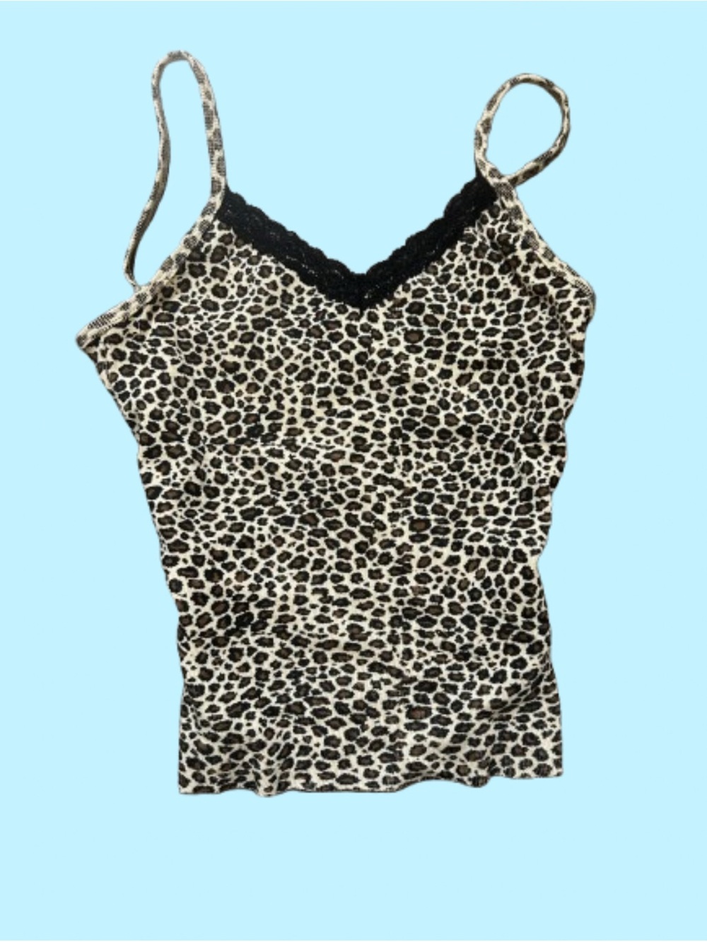 HARLOW Leopard Print Lace-Trim Cami Top - Black & Cream